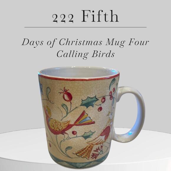 222 Fifth Twelve Days of Christmas Mug Four Calling Birds - Picture 1 of 6